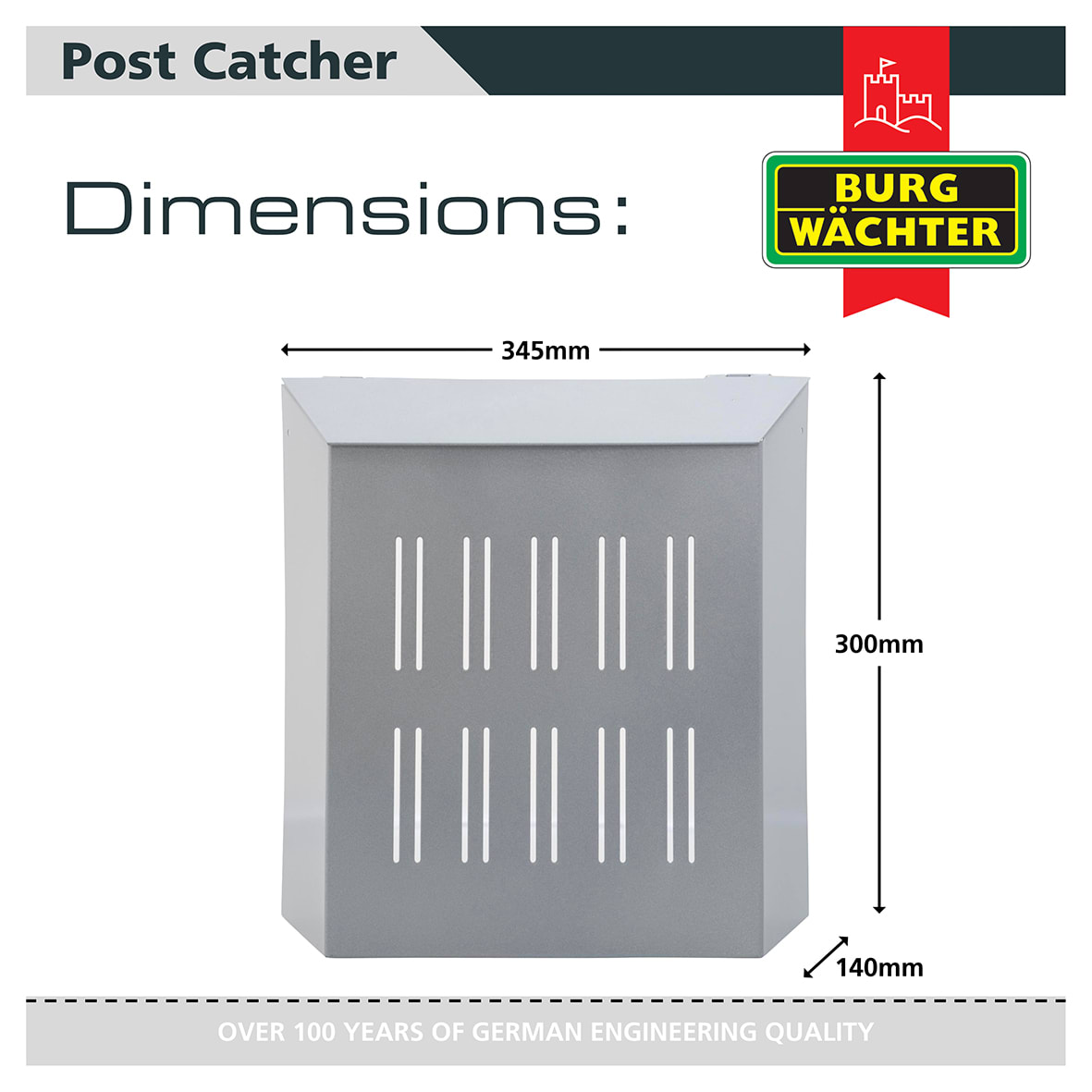 Post Catcher - 345 x 300 x 140mm -Silver - view 4