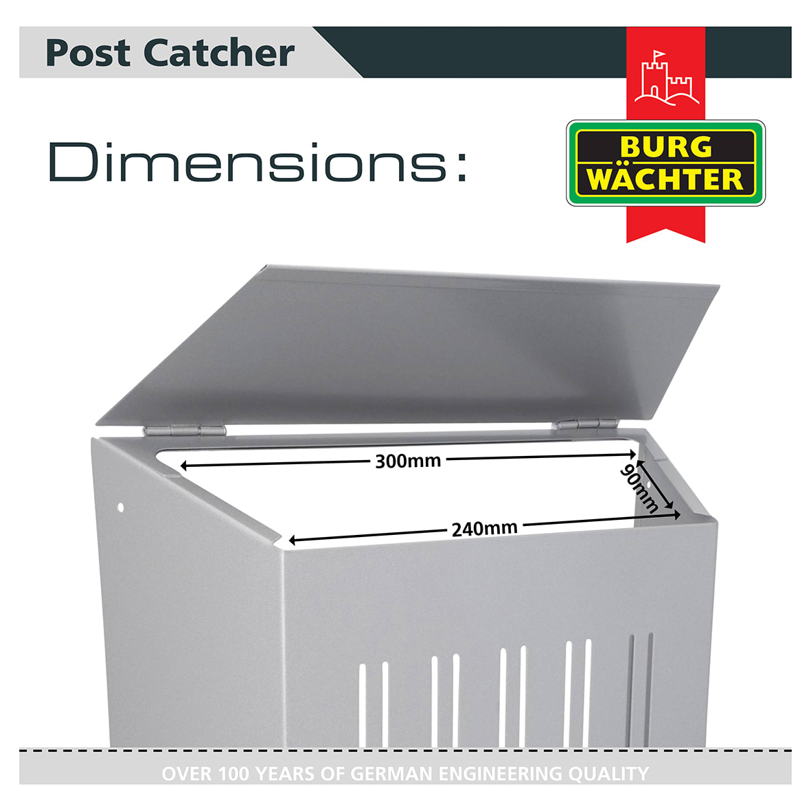 Post Catcher - 345 x 300 x 140mm -Silver - view 5