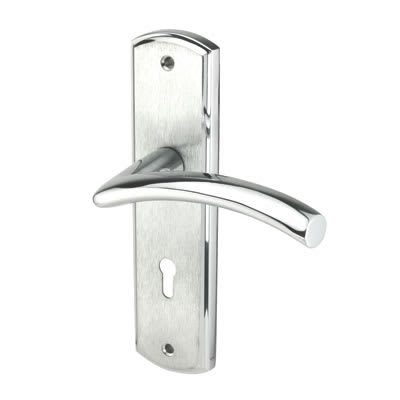 Marcus Satin/Polished Chrome Keyhole Lock Door Handles - Centaur Range - 189 x 48mm - view 2