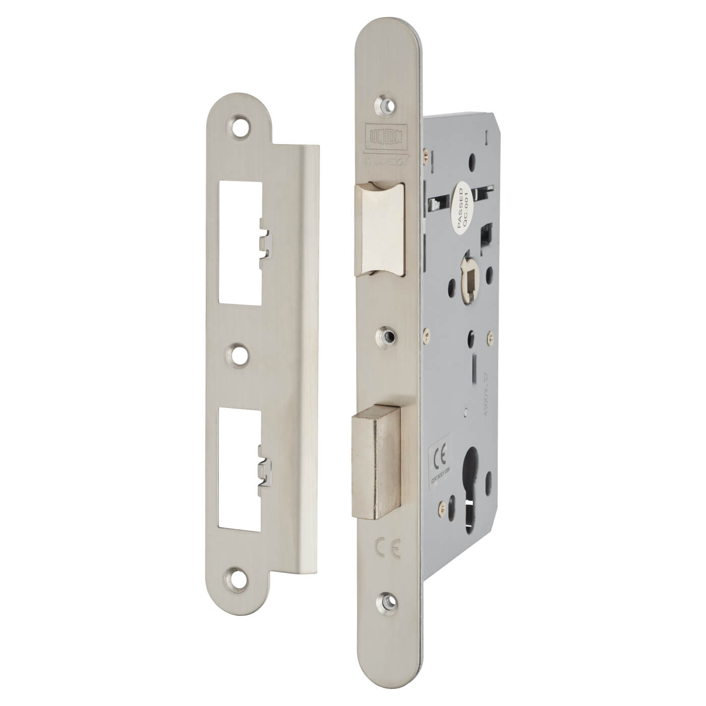 Heavy Duty DIN Euro Sashlock - 90mm Case - 60mm Backset - Radius - Satin Stainless - view 2