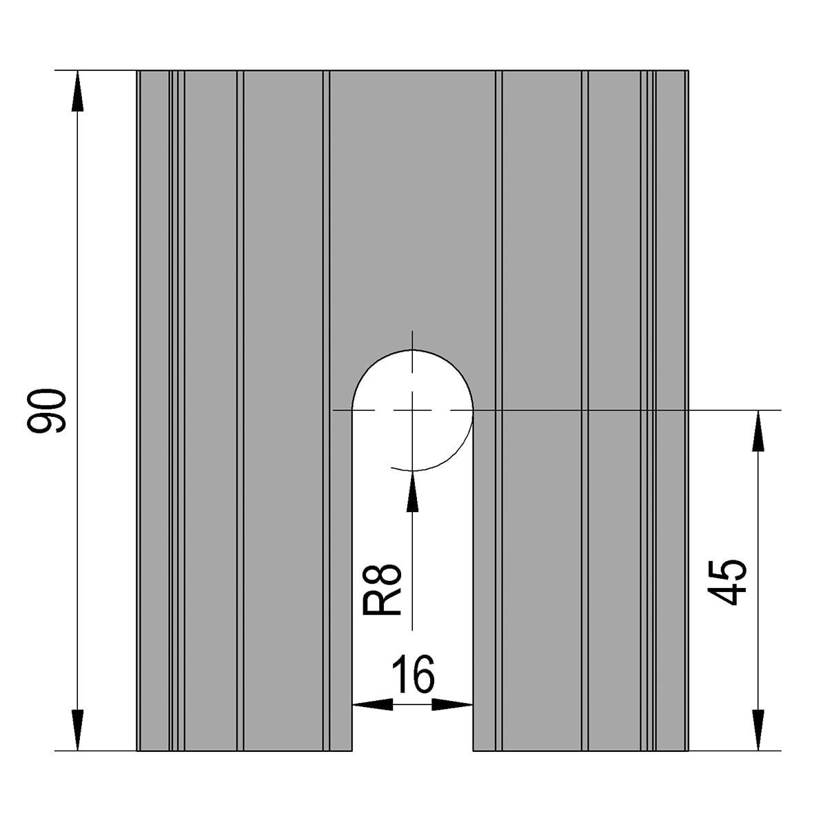 VetroMount Drainage Block for Top Mount Profile - 90 x 73mm - Aluminium - Pack of 13 - view 4