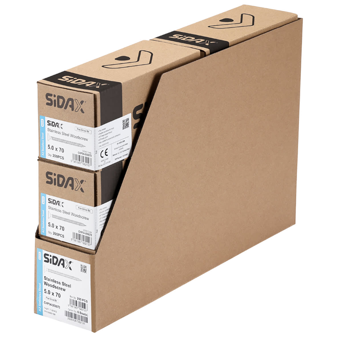 Pozi Countersunk Wood Screws - 5.0 x 70mm - A2 Stainless Steel - Pack of 200 - view 3