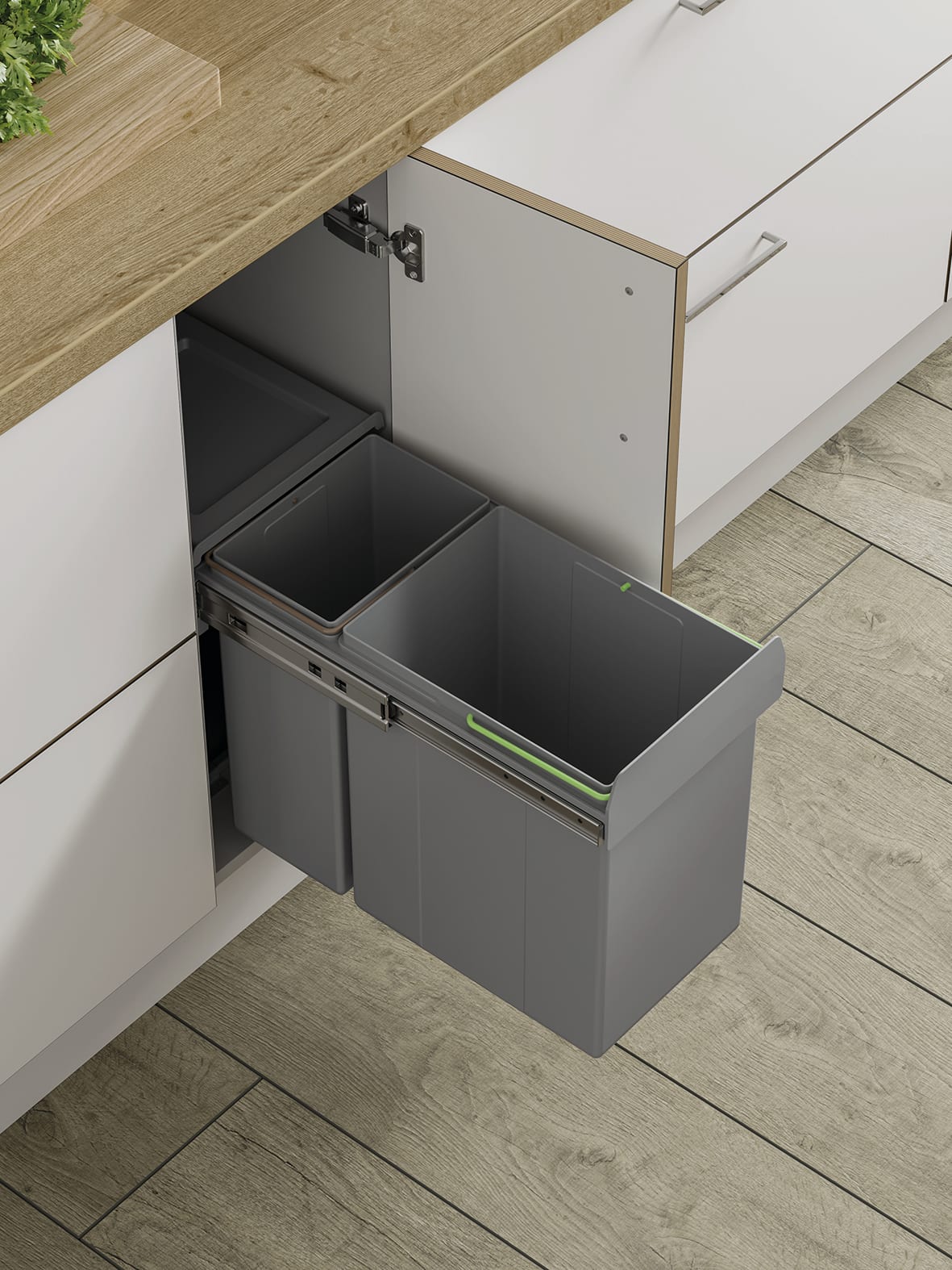 Soft Close Pull Out Waste Bin - Cabinet Width 300mm - 1 x 10L + 1 x 20L - view 2