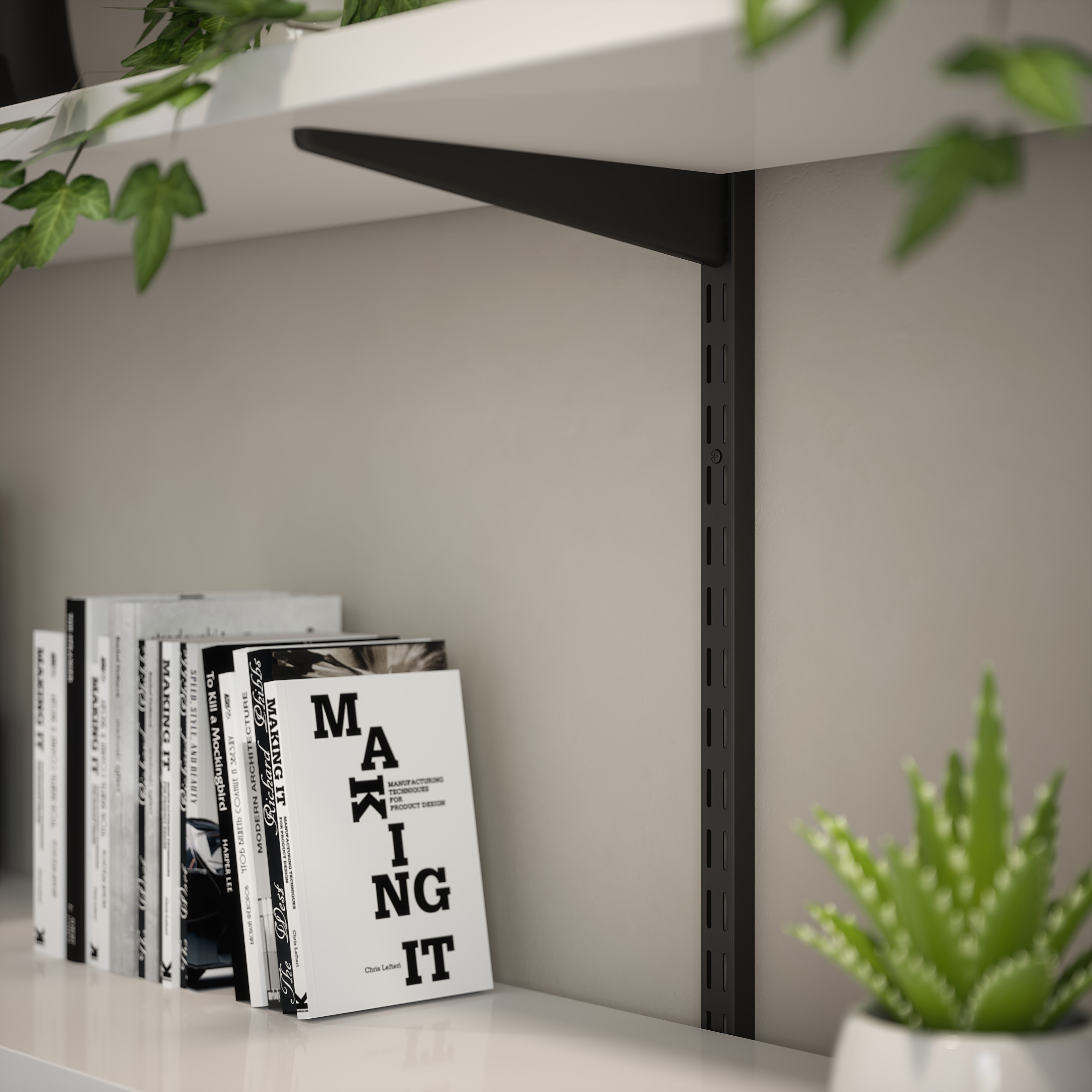 Twin Slot Shelf Bracket - 220mm Length - Matt Black - view 2