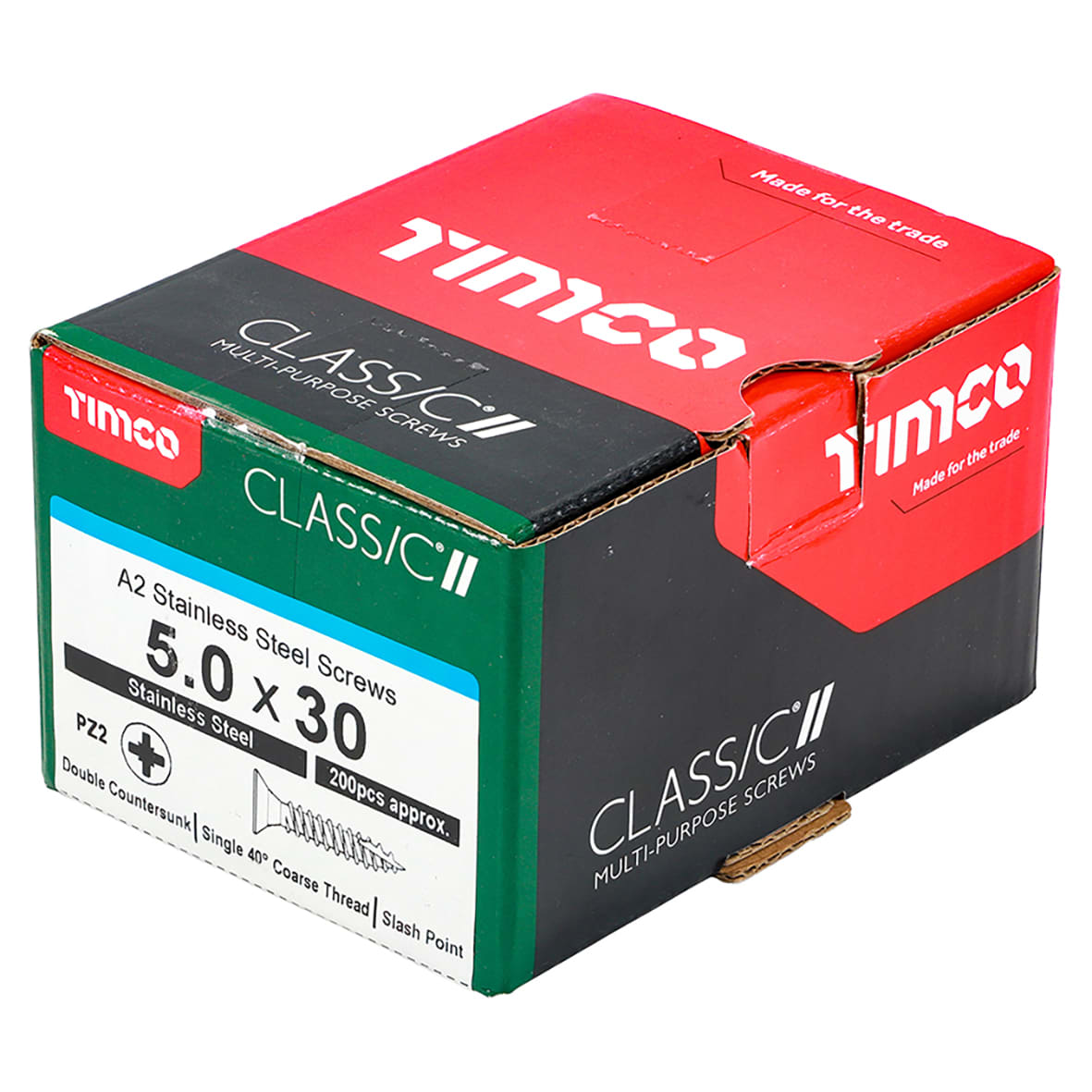 Classic Pozi Countersunk Wood Screws - 5.0 x 30mm - A2 Stainless Steel - Pack of 200 - view 4
