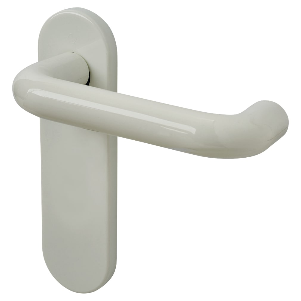 Diamond White Nylon Steel Core Safety Latch Door Handles - Paris Range - 165 x 46mm - view 2