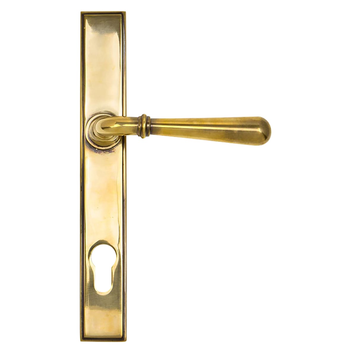 Newbury Aged Brass uPVC Slimline Multipoint Door Handles - 92mm c/c - view 2