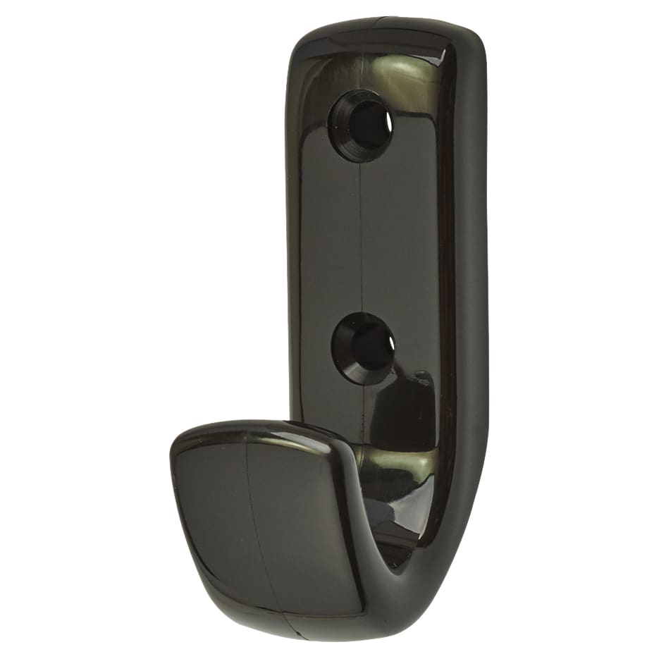 Nylon Single Coat Hook Face Fix - 62 x 20 x 35mm - Ebony Black - view 2