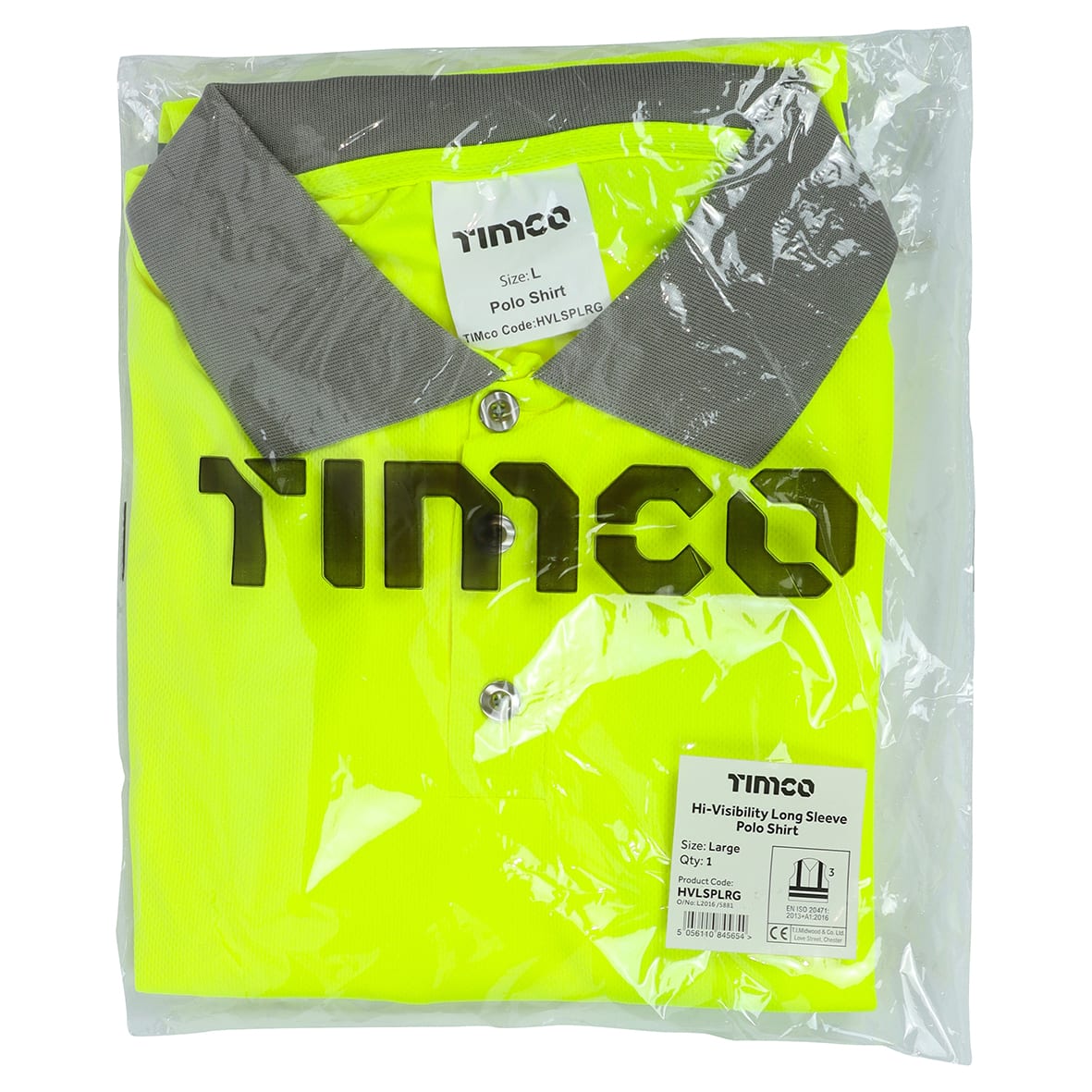 Hi Visibility Long Sleeve Polo Shirt - Yellow - Medium - view 2