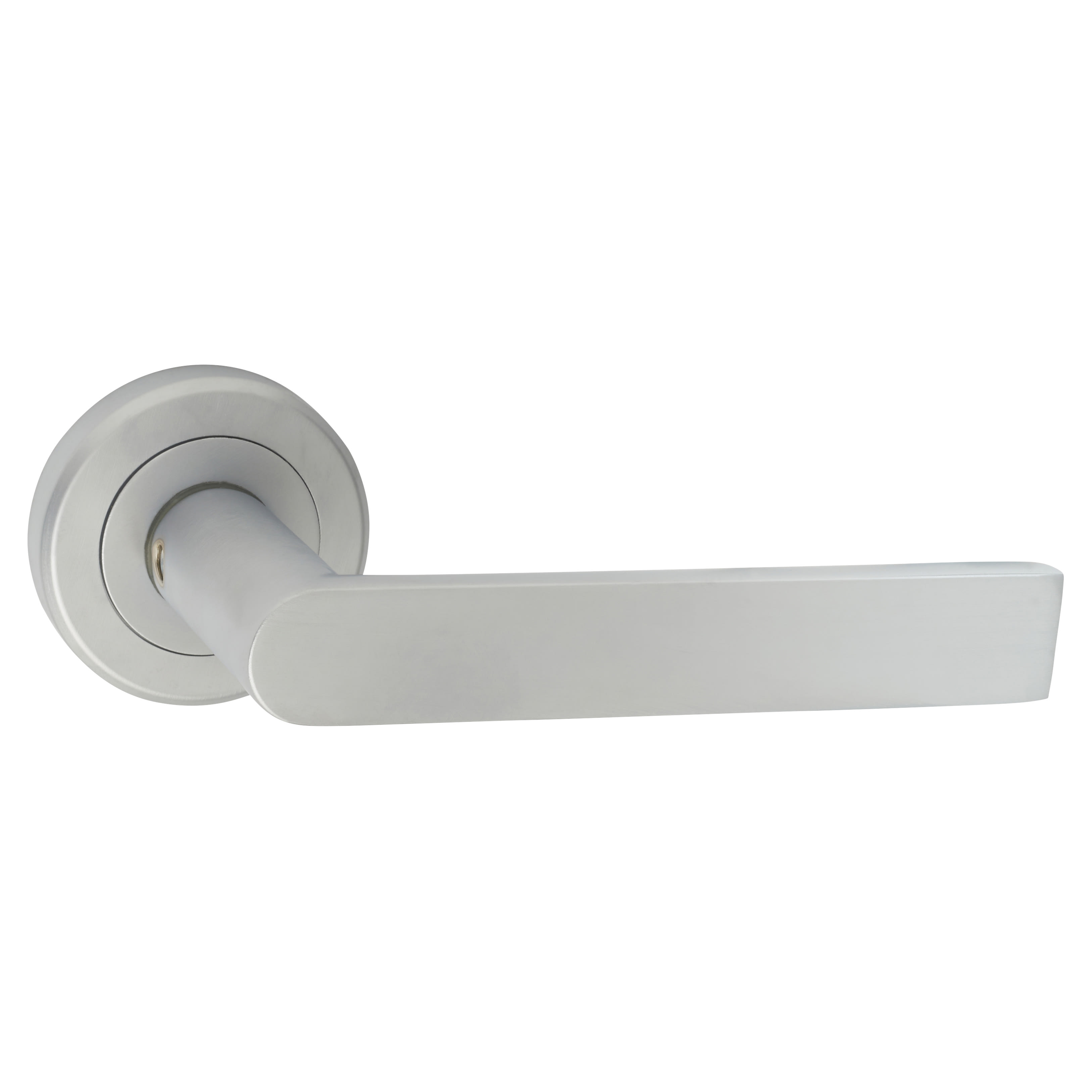 Brass Satin Chrome Door Handles on Round Rose - Edge Range - view 2