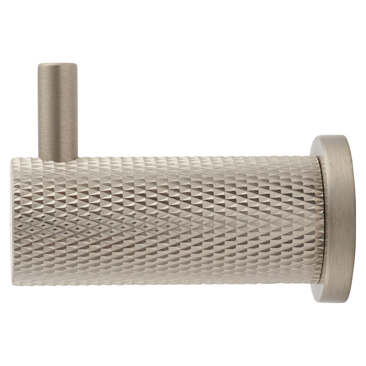 Brunel Diamond Knurled Single Coat Hook - 48 x 25mm - Satin Nickel - view 2
