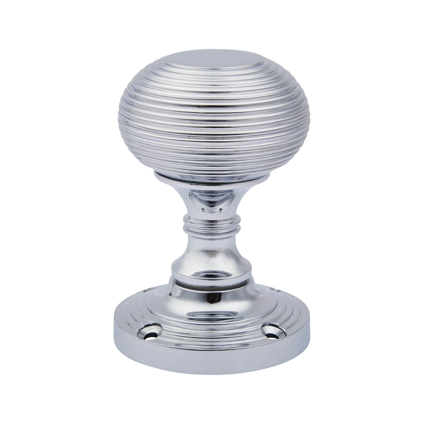 Marcus Polished Chrome Reeded Mortice Door Knob - 59mm Rose Diameter - view 3