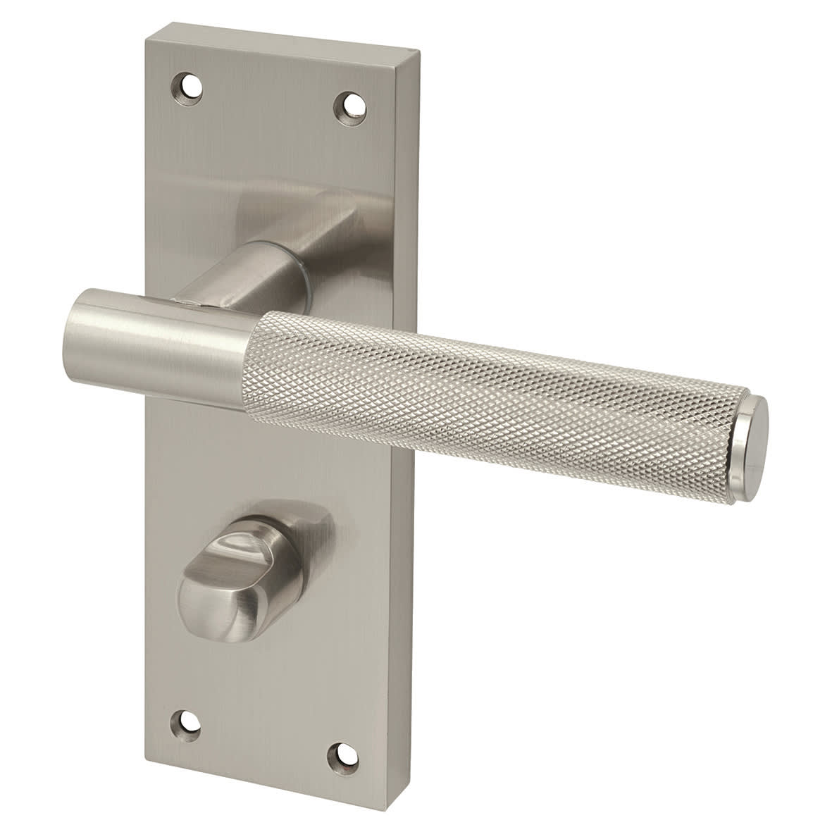 Satin Nickel Knurled Bathroom Lock Door Handles Pack - Remi Range - view 2