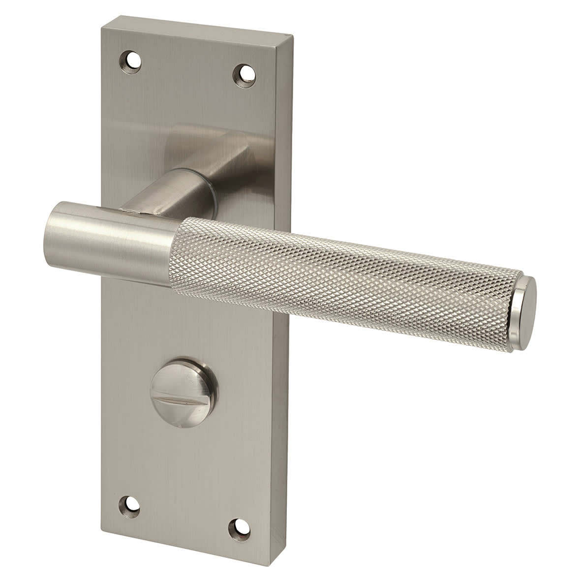 Satin Nickel Knurled Bathroom Lock Door Handles Pack - Remi Range - view 3