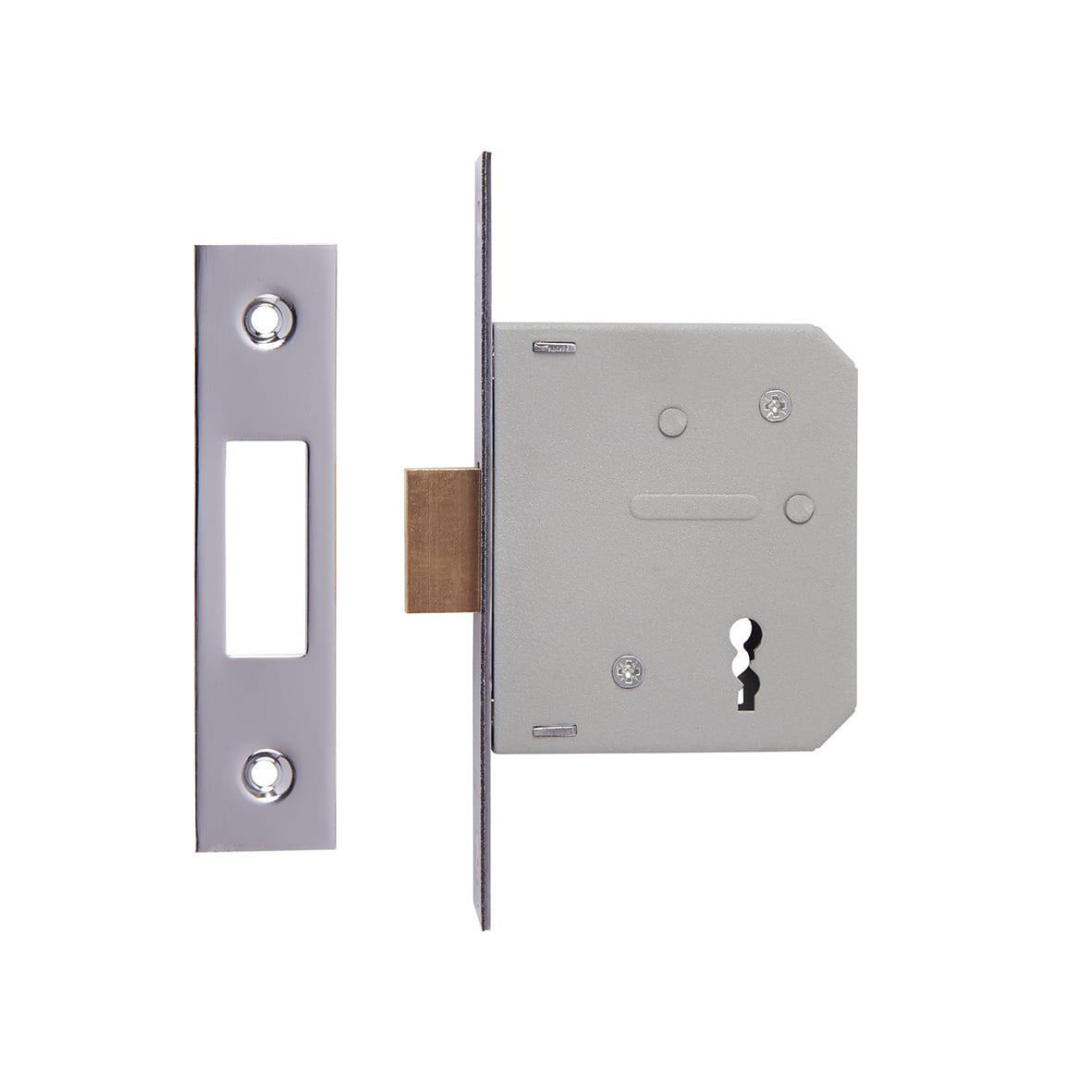 3 Lever Deadlock - 64mm Case - 44mm Backset - Polished Chrome - view 3