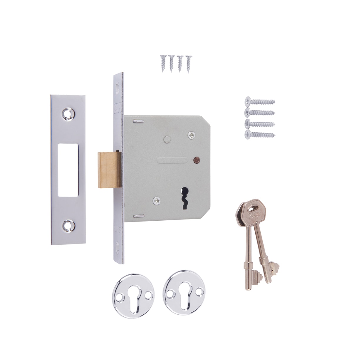 3 Lever Deadlock - 64mm Case - 44mm Backset - Polished Chrome - view 4