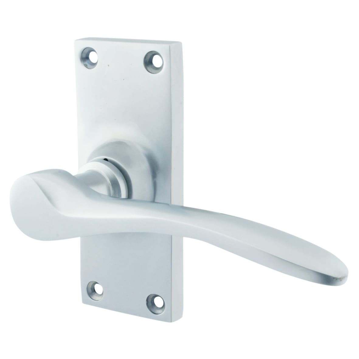 Satin Chrome Latch Door Handles Pack - Short Plate - Buckingham Range - view 2