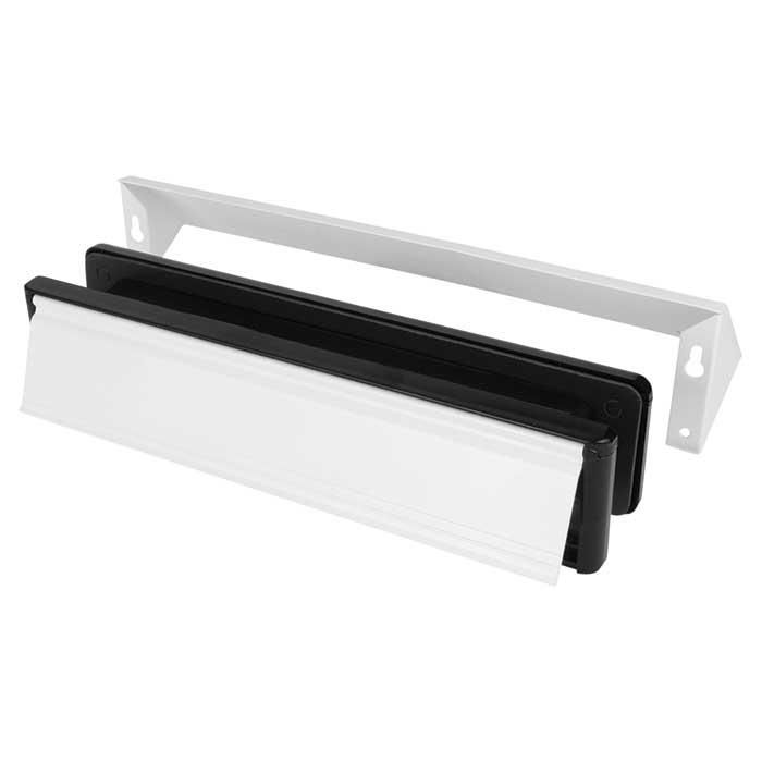 Security Letter Plate - 304 x 70mm - Door Thickness 40-80mm - White - view 2