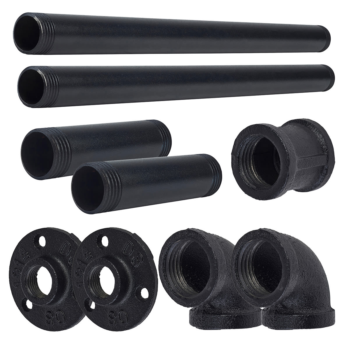 1/2" Long Pipe Round Towel Rail Kit - Black - view 3