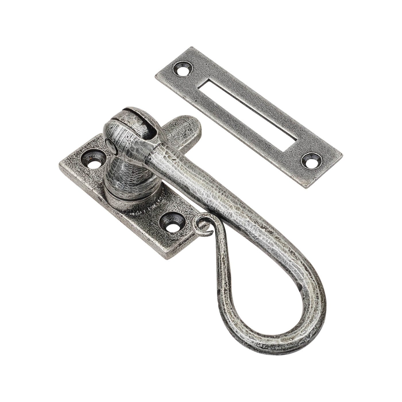 Shepherd's Crook Mortice Plate Casement Window Fastener - Reversible - Pewter - view 3