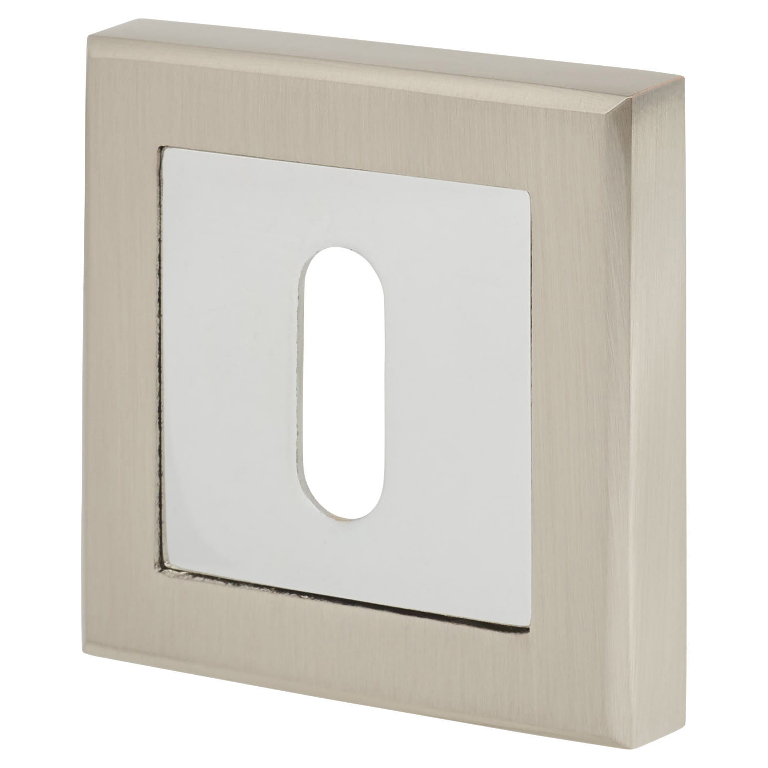Square Escutcheon - 52 x 52mm - Keyhole - Satin Nickel/Polished Chrome - view 2