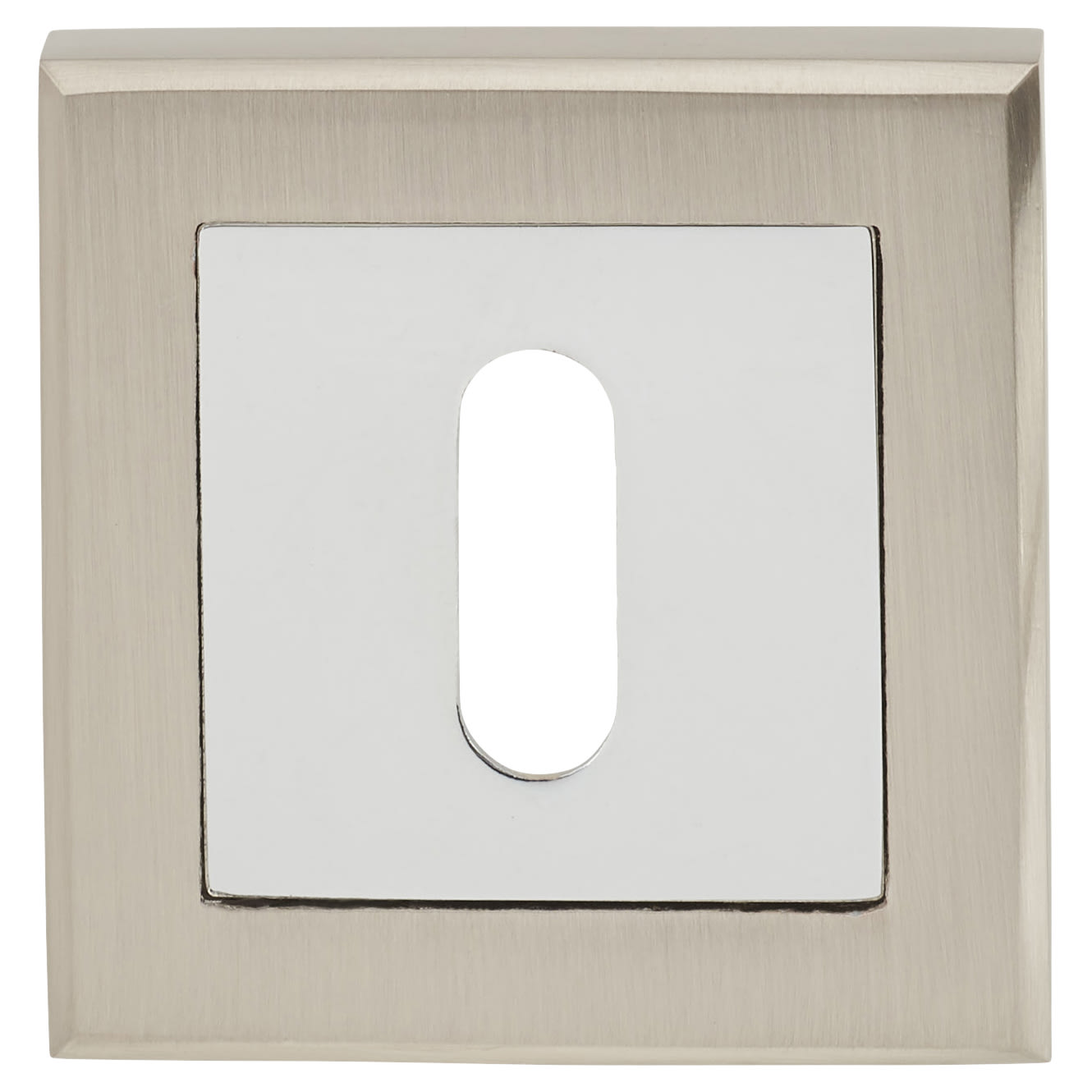 Square Escutcheon - 52 x 52mm - Keyhole - Satin Nickel/Polished Chrome - view 3