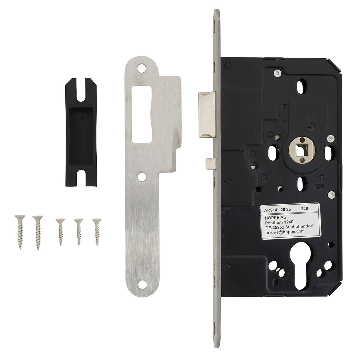 DIN Mortice Nightlatch - 88mm Case - 60mm Backset - Radius - Satin Stainless Steel - view 2