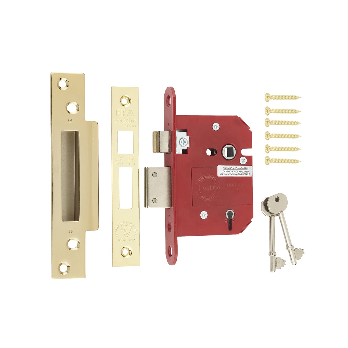 Fortress:2007 Bolt Through 5 Lever Sashlock - 79mm Case - 56mm Backset - Polished Brass - view 3