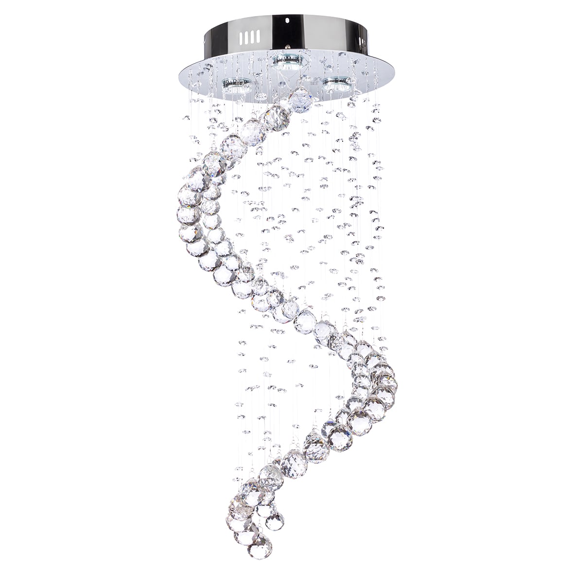 Abyss 3 Light Chandelier Ceiling Light - Polished Chrome Fittings with Crystal Droplets - view 3