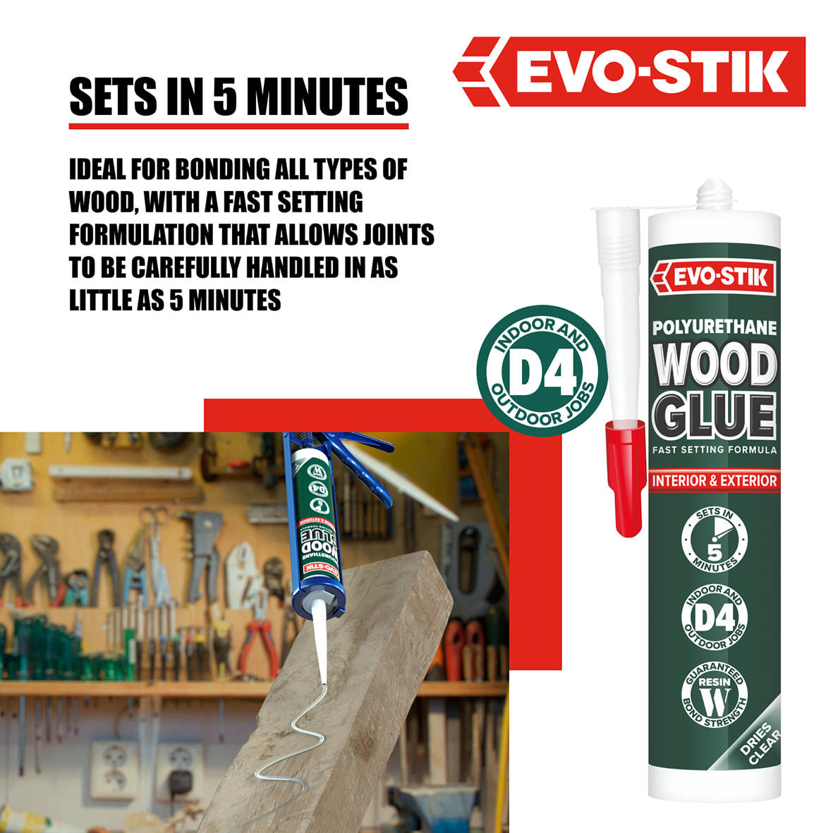 Polyurethane Wood Adhesive - 310ml - Clear - view 5