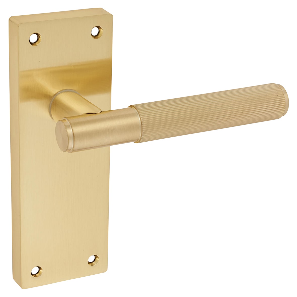 Satin Brass Lines Latch Door Handles - Nova Range - 155 x 55mm - view 2