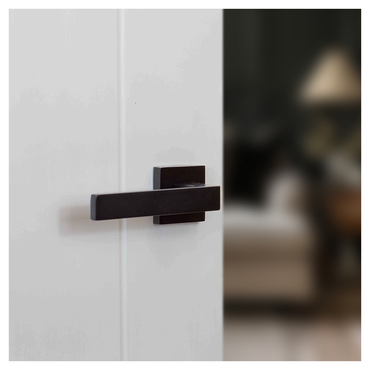 Status Montana Door Handle on Square Rose - Matt Black - view 2