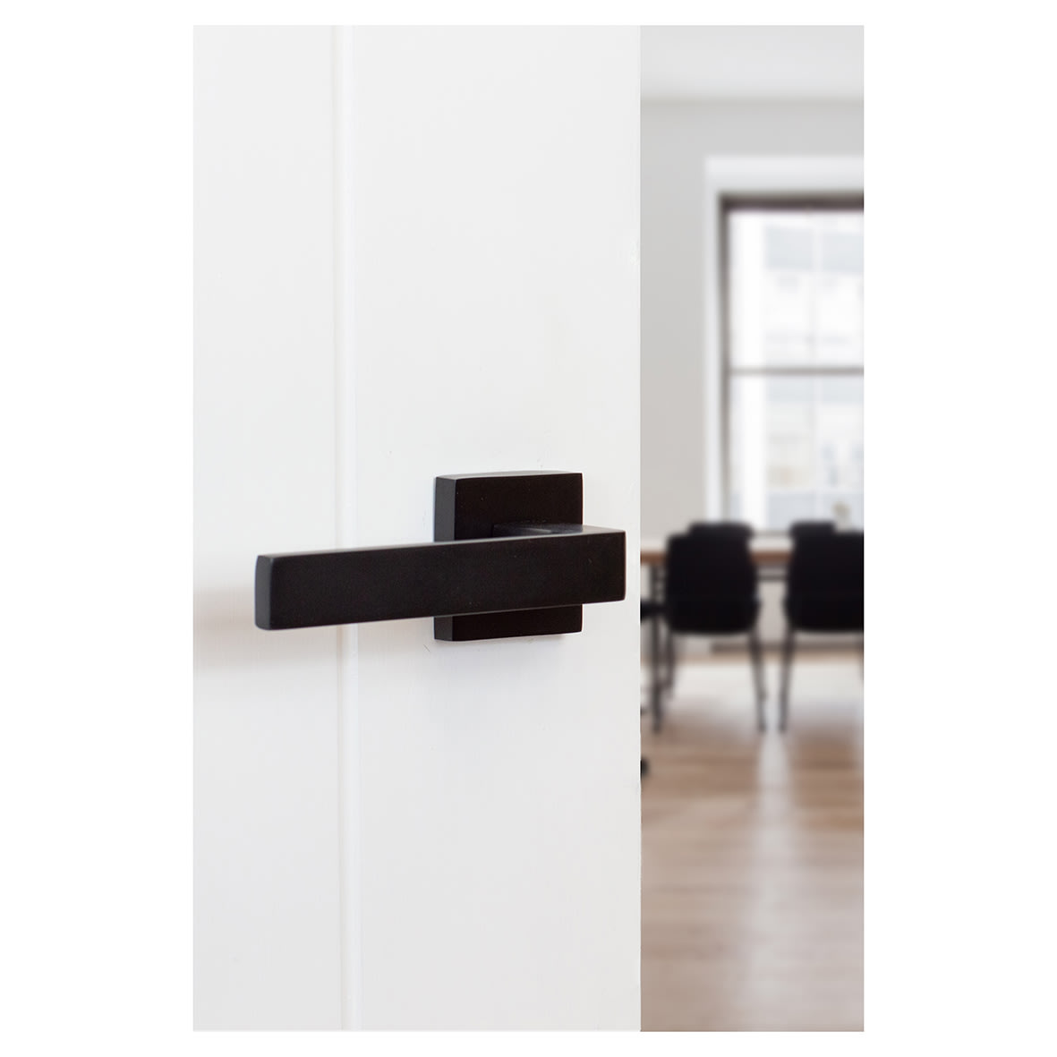 Status Montana Door Handle on Square Rose - Matt Black - view 3