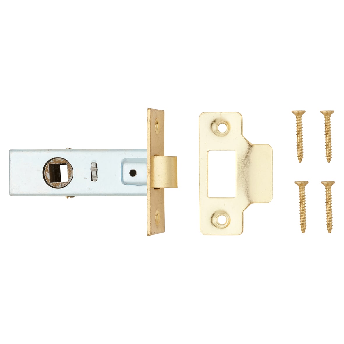 Budget Tubular Latch - 65mm Case - 44mm Backset - Square - Brass Plated - view 3