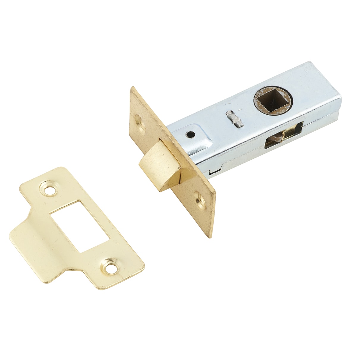 Budget Tubular Latch - 65mm Case - 44mm Backset - Square - Brass Plated - view 4