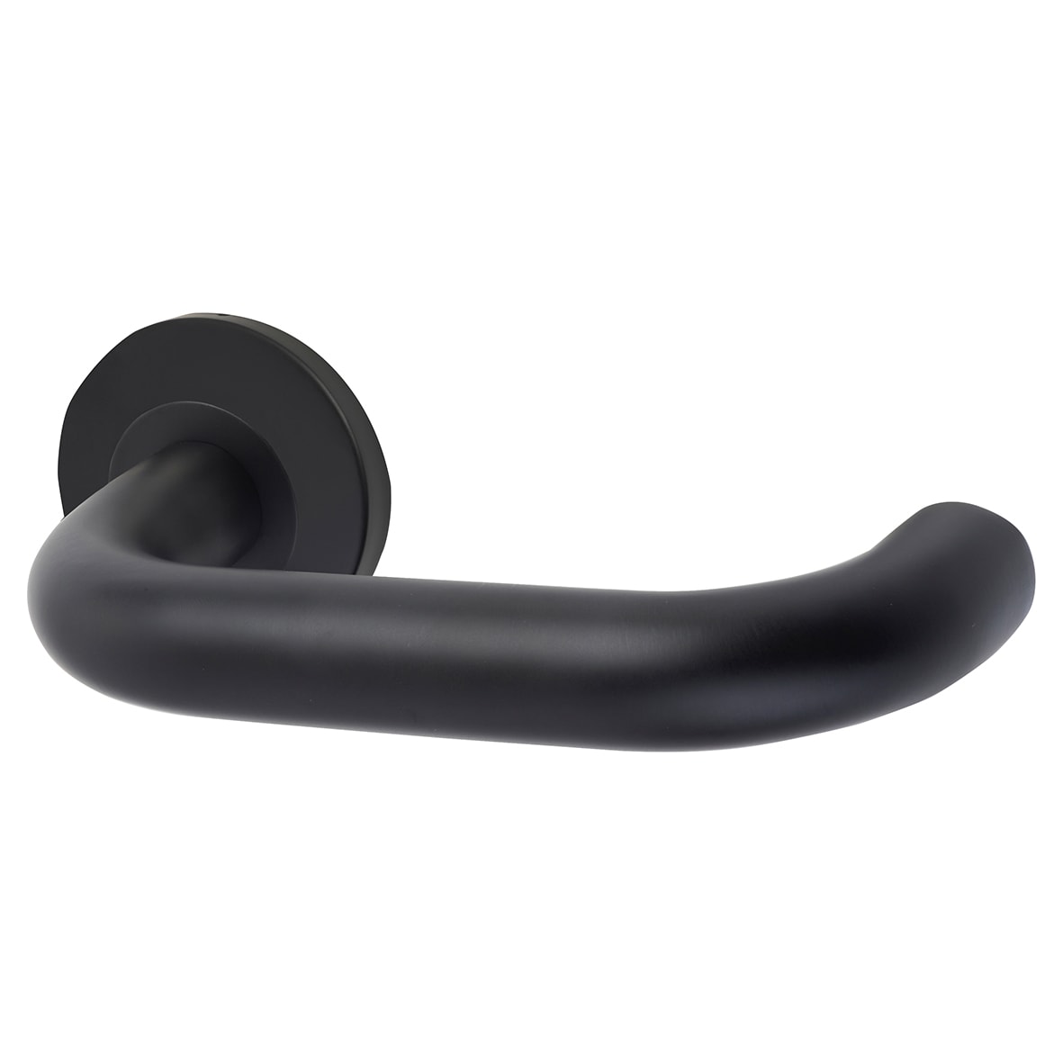 Matt Black 19mm Return to Door Handles on Round Rose - view 3
