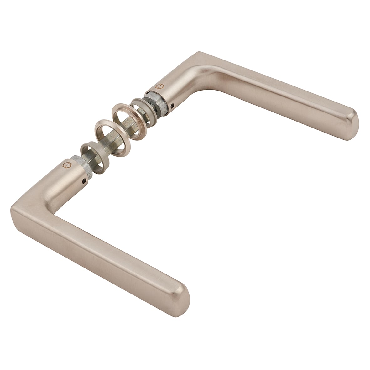 Satin Nickel Door Handles on Round Mini Rose - Dallas Range - view 5
