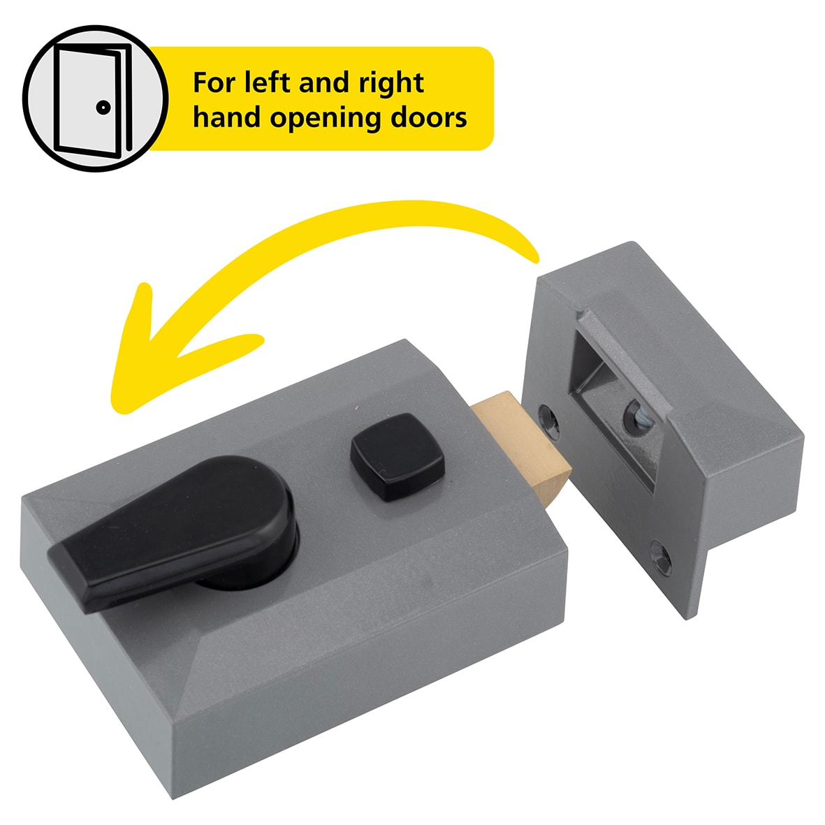 Deadlocking Nightlatch - 60mm Backset - Grey Case/Polished Brass Cylinder - Pack of 5 - view 2