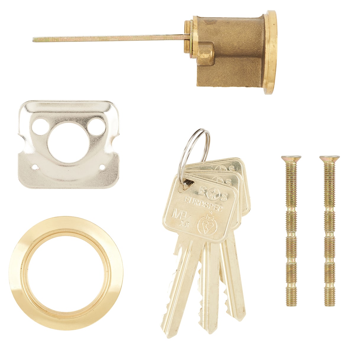 1 Star 6 Pin Replacement Rim Cylinder - Satin Brass - Keyed to Differ - view 2