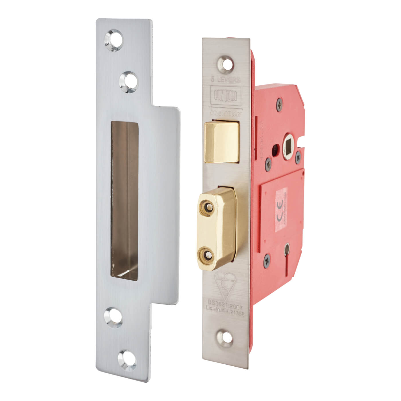 2200S StrongBOLT:2007 Bolt Through 5 Lever Sashlock - 81mm Case - 57mm Backset - Sat Stainless - view 2