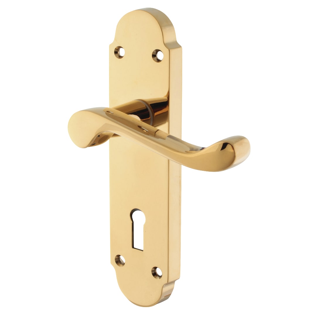 Polished Brass Victorian Summer Scroll 3 Lever Sashlock Door Handles Pack - view 3