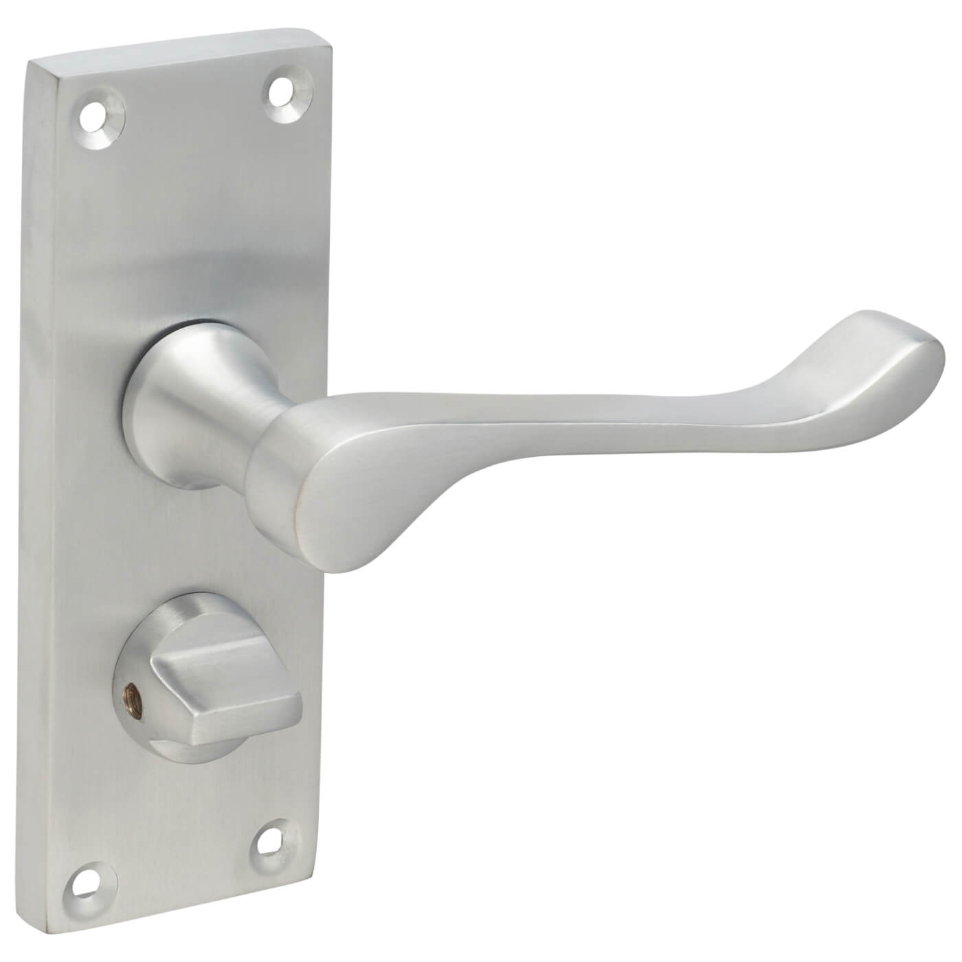 Satin Chrome Victorian Scroll Privacy Door Handles - Short Plate - 118 x 42mm - view 5
