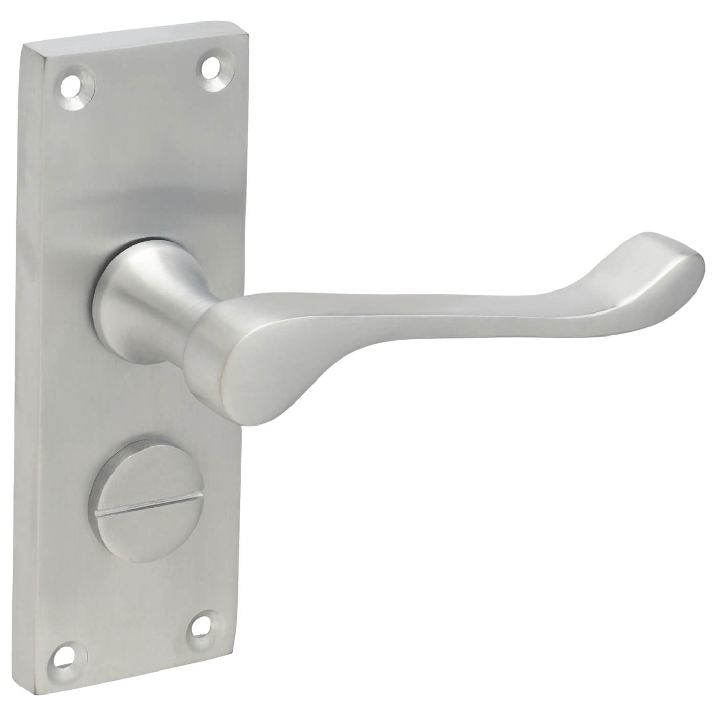 Satin Chrome Victorian Scroll Privacy Door Handles - Short Plate - 118 x 42mm - view 6