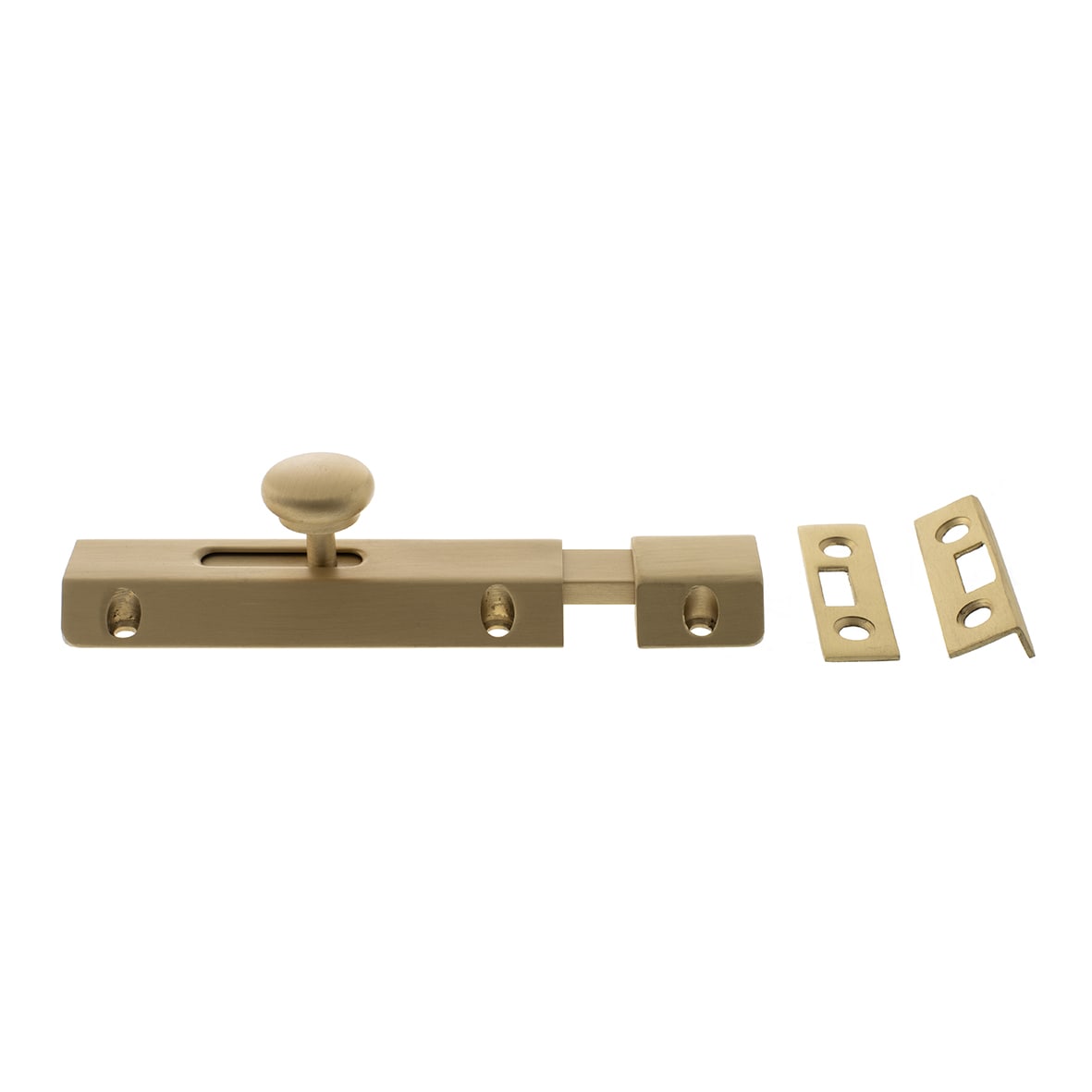 French Door Bolt/Flat Section Bolt - 100 x 35mm - Satin Brass - view 2