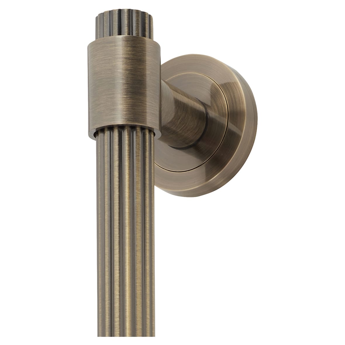 Antique Brass 20mm Thick Lines T-Bar Door Pull Handle on Rose - Screw Fix - 300mm Centres - view 2