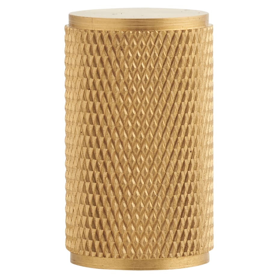 Knurled Cylinder Cabinet Knob - 18mm Diameter - Satin Brass - view 2