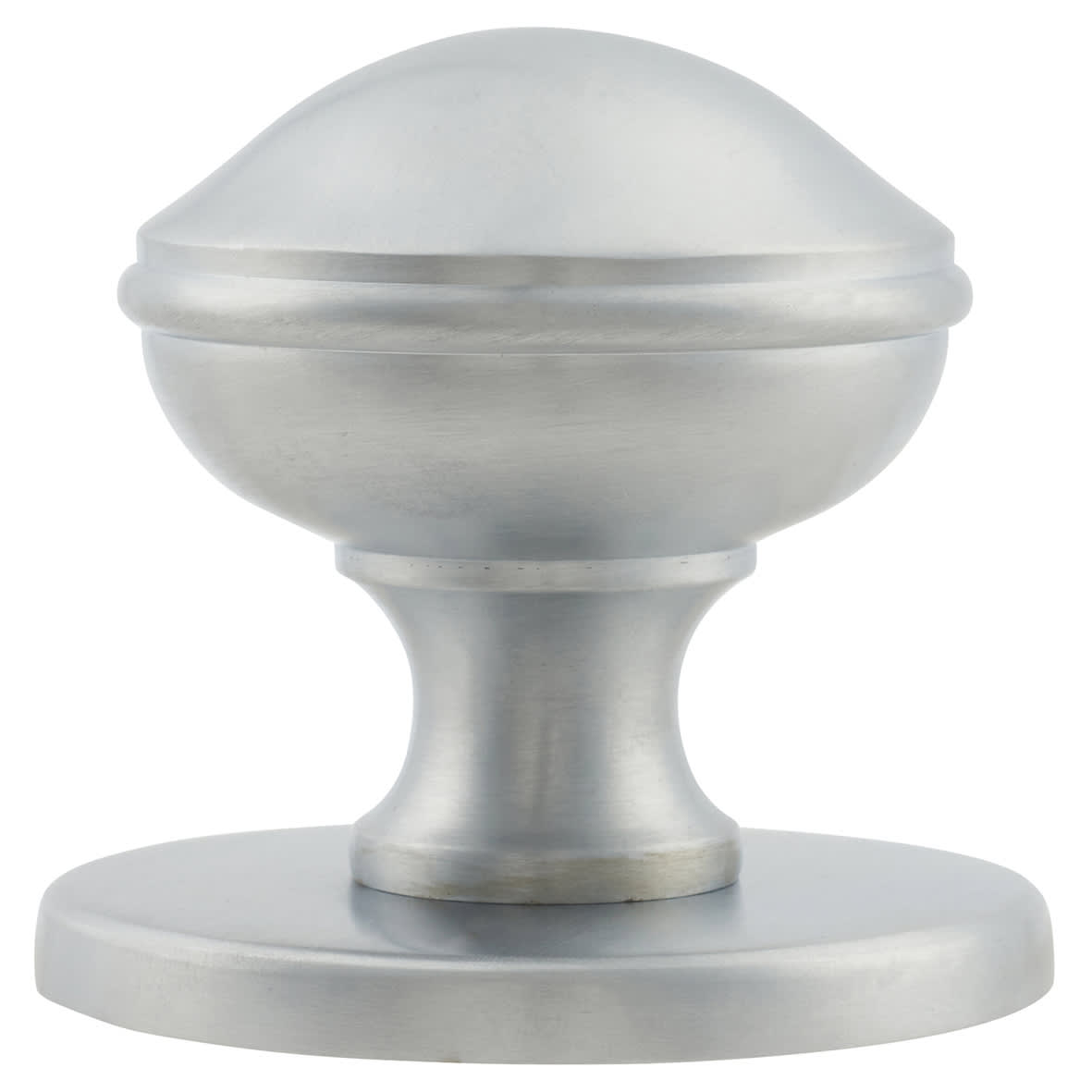 Satin Chrome Round Centre Door Knob - 80mm Rose Diameter - view 2