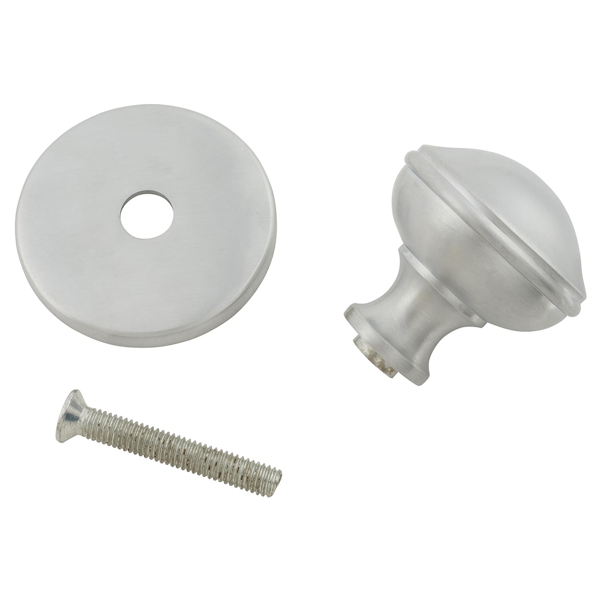 Satin Chrome Round Centre Door Knob - 80mm Rose Diameter - view 3