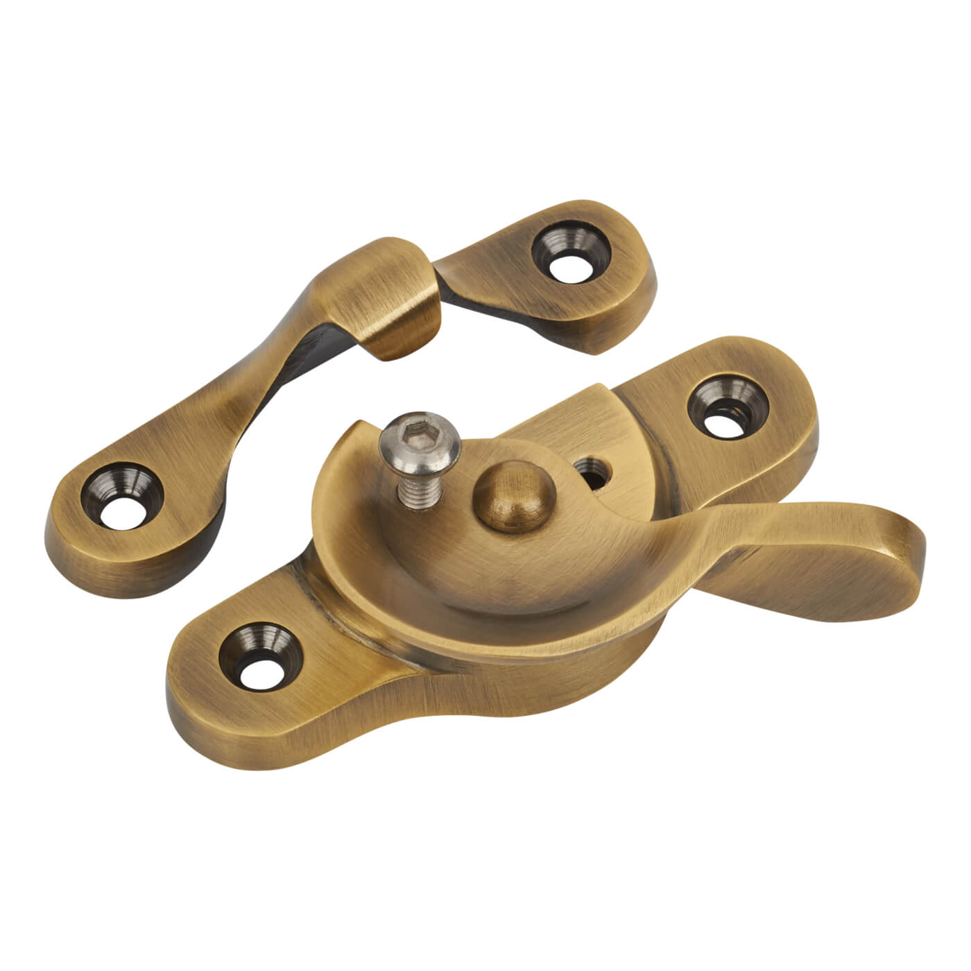 Heavy Duty Locking Fitch Sash Window Fastener - 77.6 x 25mm - Antique Brass - view 3