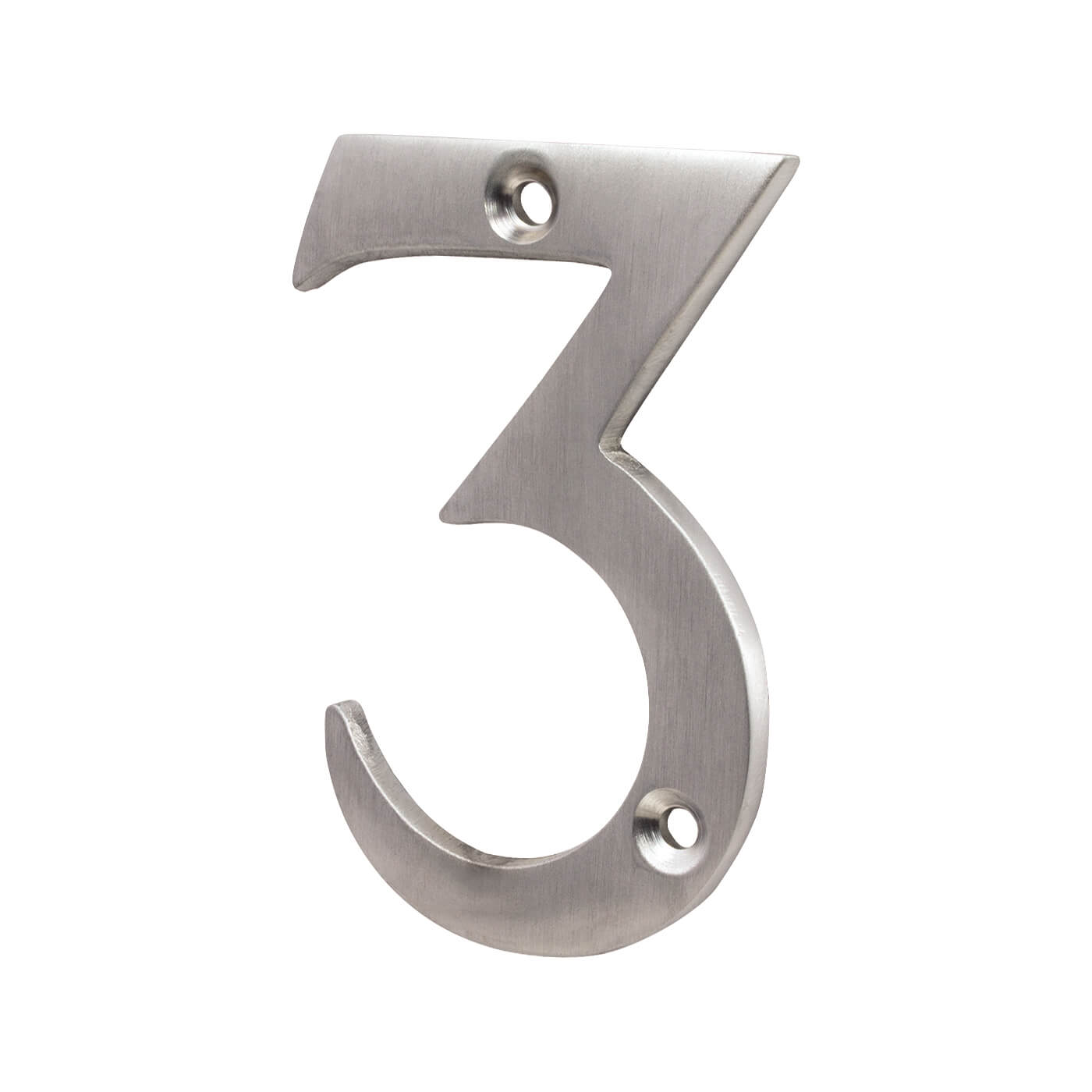76mm Screw Fix Door Numeral - 3 - Satin Chrome - view 2